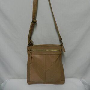 Lucky Brand Leather Patchwork Crossbody Bag Purse Zip Adjustable Outside Pockets
